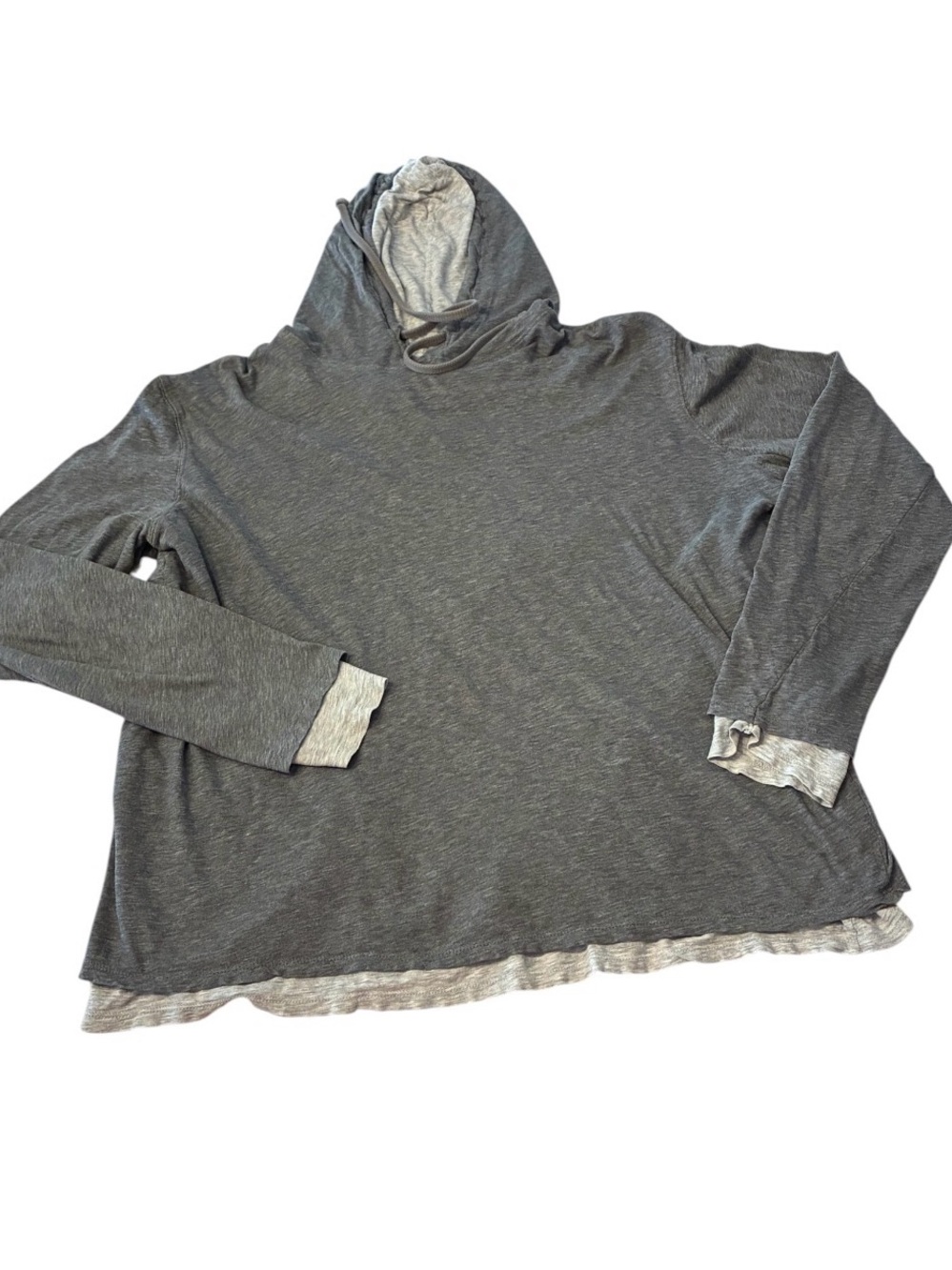 Vince Men's Gray Double Layer Pullover Hoodie Sz XL